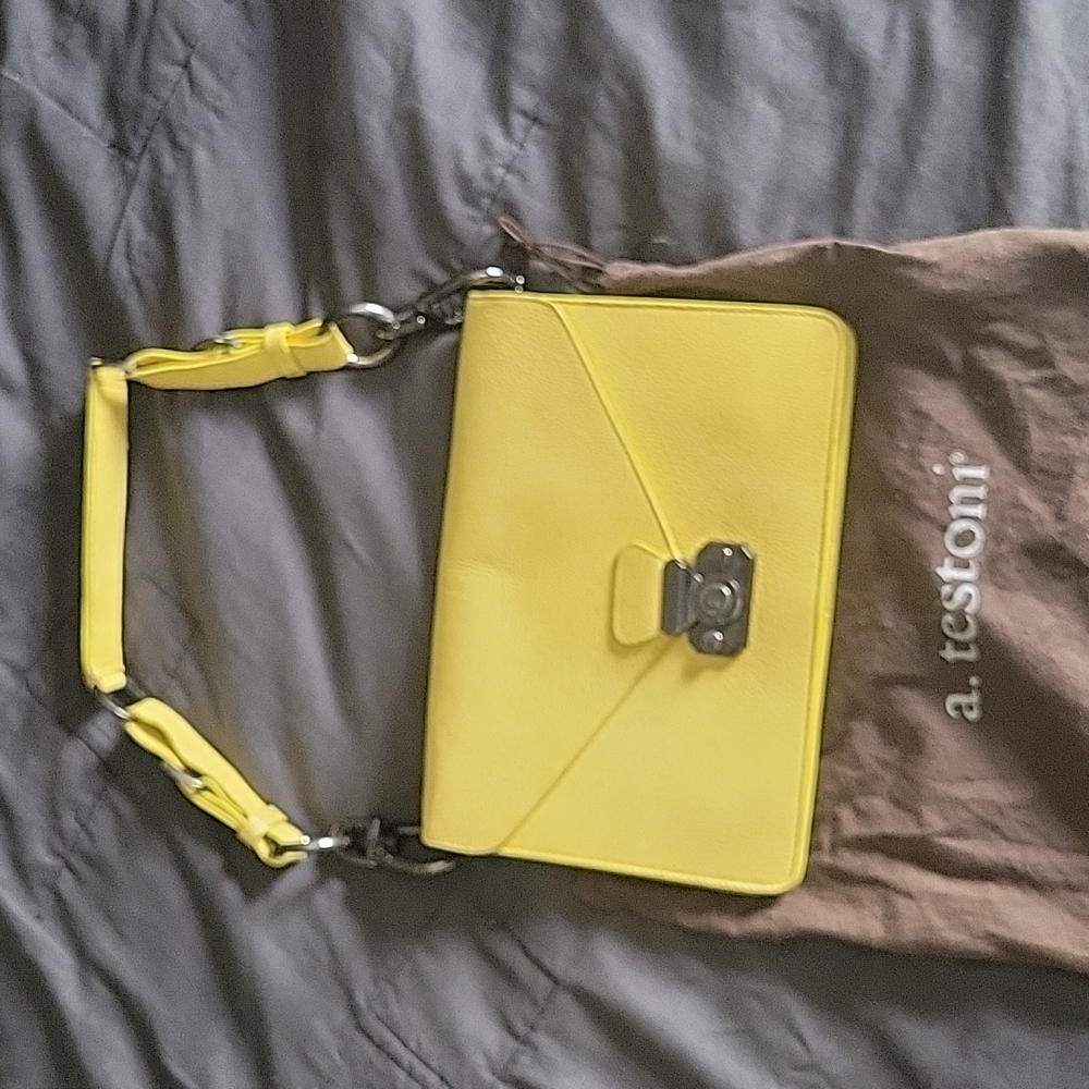A. Testoni Yellow Leather handbag